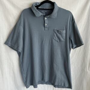 Tahari Men’s Blue/Gray 100% Cotton Polo Shirt Sleeve Size XXL